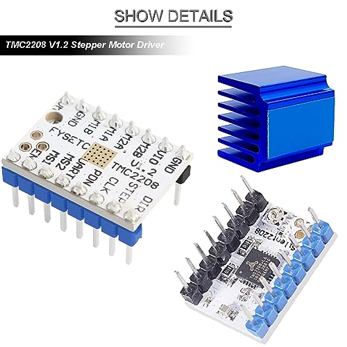 6 pcs TMC2208 V1.2 3D Printer Stepper Motor Driver Module Adjustable with Heat Sink screwdriver for 3D Printer Controller Mother Boards Reprap MKS Prusa i3 Ender-3 Pro