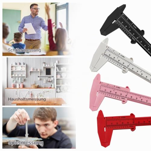 Set of 4 Digital Callipers, 150 mm Precision Calliper, Digital 0.01 mm, Plastic Caliper, Analogue Accuracy Thrust Gauge, Small for Household, Office, Students, Buttons, Jewelery Measurement