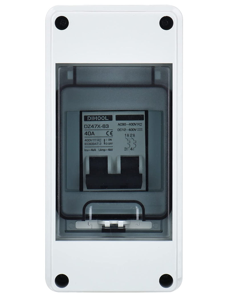 DC 12V circuit breaker PV solar system circuit breaker circuit breaker DC 60A 2-pole (DC12V-DC400V or AC110-400V) with IP65 waterproof housing 60-amp UV-resistant