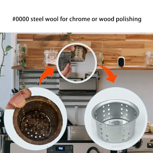 (4 Pack) Civrowii 0000 Steel Wool Hole Filler, Gap Blocker, Barrier, Also for Glass Fine, Steel Wool Pads for Chrome or Wood Polishing (4) 4
