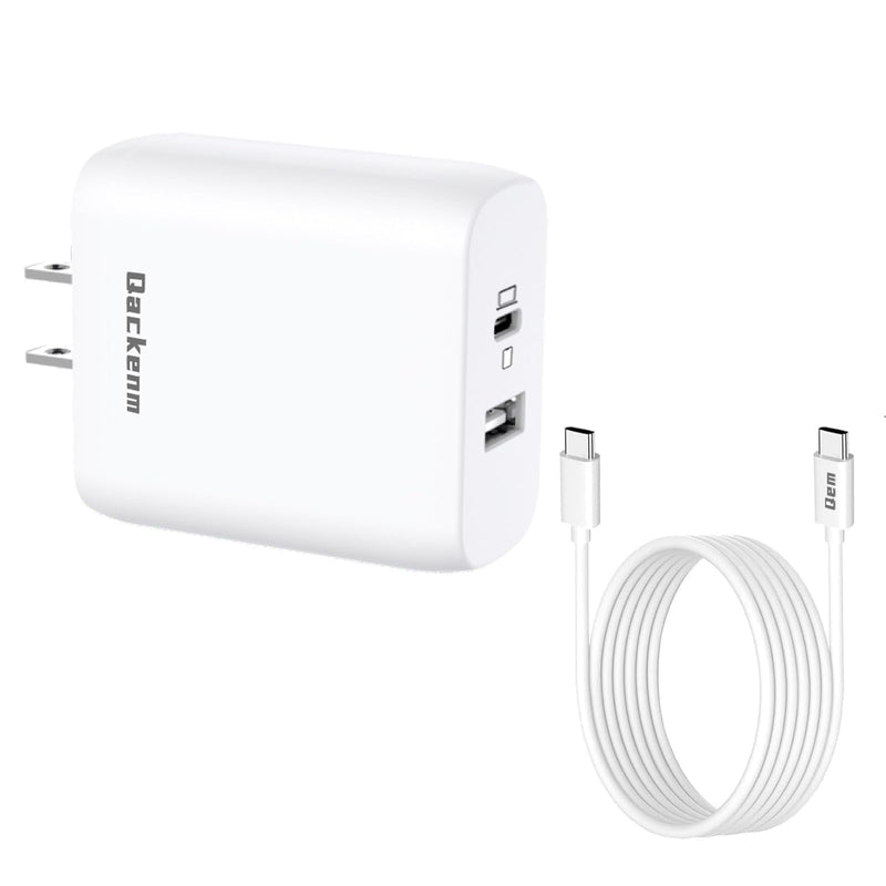 65W USB C Charger, Fast Charger Block 2-Port Power Adapter for MacBook Pro/Laptop/iPhone 15 Smart Phone/Tablet/Monitor/iPad Pro/Galaxy/Pixel with 6.6 ft USB-C Cable Dual Port Charging Qackenm