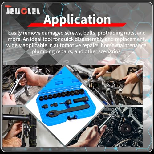 15PCS Metric Pass Through Socket Set, 3/8"Drive Go-Thru Ratchet Kit 15Pcs Metric