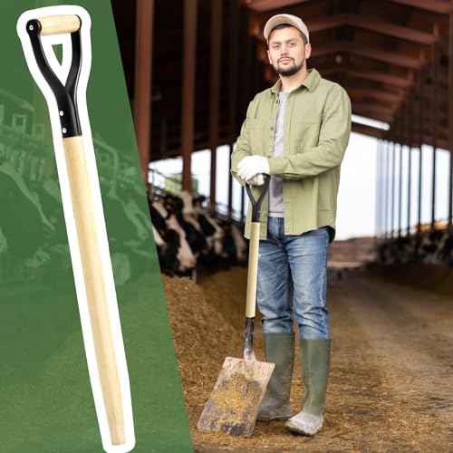 2 Pcs Pitchfork Spading Handle Replacement 30 Inch Wooden Shovel Handle Replacement D Shaped Pitch Fork Handles Tool Accessories for Shovel Scoop Hoe Rake Garden Digging 2