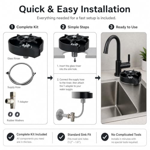 Glass Rinser for Kitchen Sink, Drinkware Cleaning Tool