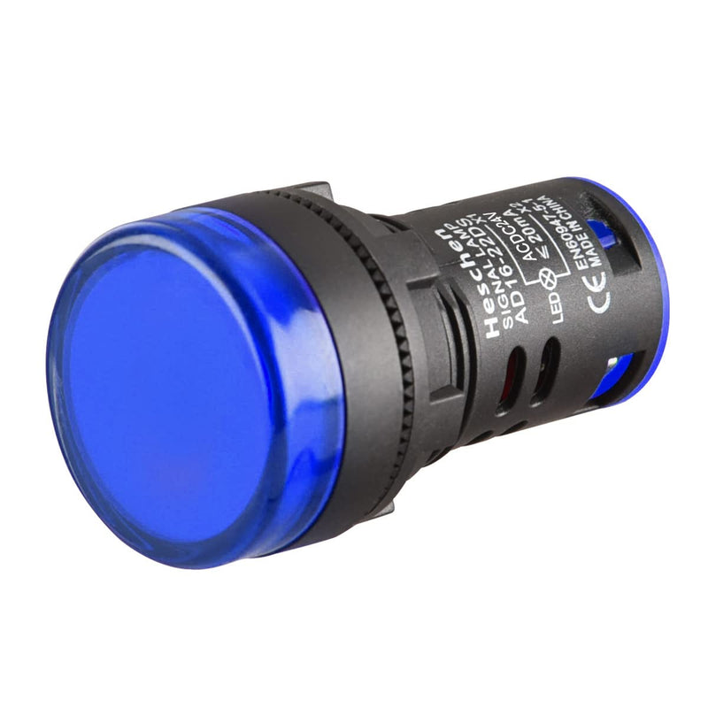 Heschen 22mm LED indicator light AD16-22D/S 24VDC 20mA blue light color pack of 5