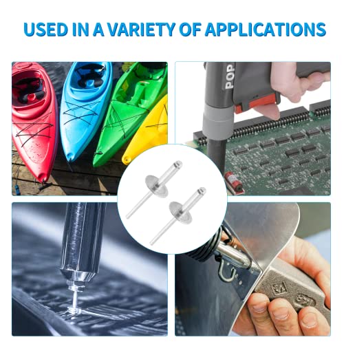 Jiozermi 120 Pcs Aluminum Blind Rivets, 3/16” x 1/2” Pop Rivets Assortment, Silver (Pack of 2) 3/16” x 1/2”, 120 Pcs (Pack of 2)
