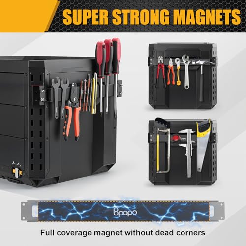 Magnetic Bar Mount Fits for ToughBuilt StackTech Rolling Tool Box, Heavy-Duty Magnetic Tool Holder Strip Mounts to Side of Toolbox, No-Drill Installation Keeps Tools Accessible
