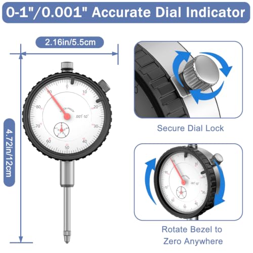 0-1"/0.001"Dial Indicator with Magnetic Base,Dial Test Gauge Set