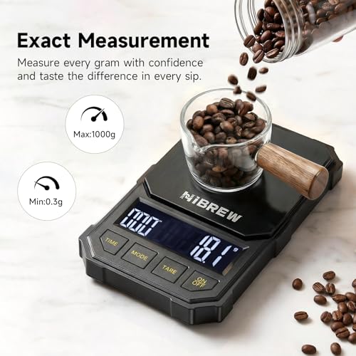 HiBREW Coffee Scale with Timer, 2kg/0.1g Precision, Battery Powered