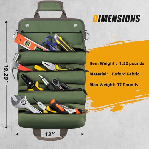 Gifts for Men,Utility Mens Gifts Set Includes a Tool Roll-up Bag and a Magnetic Wristband,Husband Blue Collar Mechanic Welder Electricians