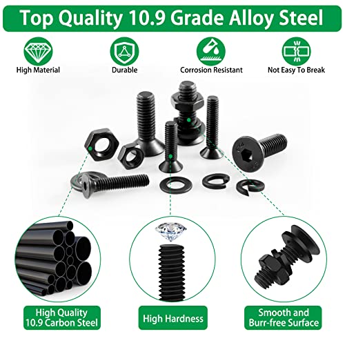 1440PCS Screws Bolts and Nuts Assortment Kit M2 M3 M4 M5 Hex Button Head Hex Bolts and Nuts Sets, 304 Stainless Steel and 1500PCS M2 M3 M4 M5 M6 Screw and Nut Assortment Hex Socket Flat Head Cap 10.9
