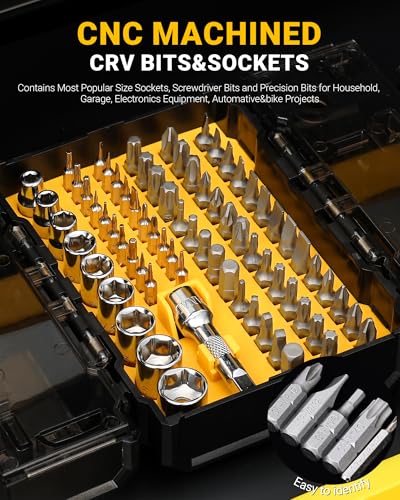 TGFTGF 78 PCS Precision Screwdriver Set, Socket Set SAE 5/32”-1/2”, Multi Bit Tool Kit & Ratcheting Wrench With Premium Case for Household Repair, DIY, Electronics, Eyeglasses, Bicycle, Car, Garage
