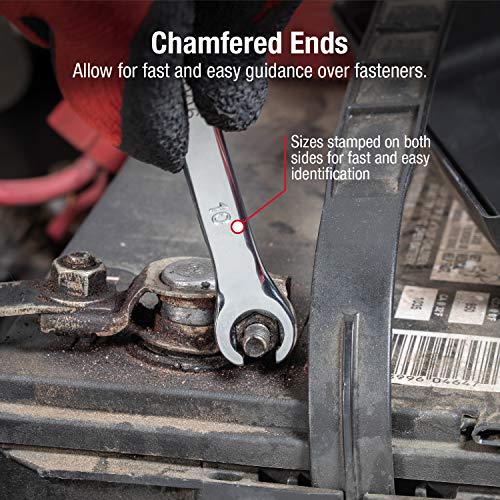 Sunex Tools 9809A Flare Nut Wrench Set, 1/4"x5/15" - 5/8" - 11/16", 9mm x 11mm - 19mm x 21mm, Fully Polished, 9-Piece (Includes Roll-Case), SAE & Metric