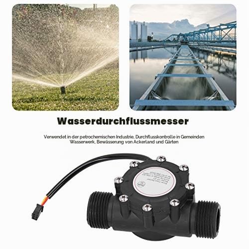 Water Flow Sensor for Swimming Pool Systems, Hall Effect, G1 Male Thread, 1-100 L/min, DC 3-24V, Plastic, Model YF-G1