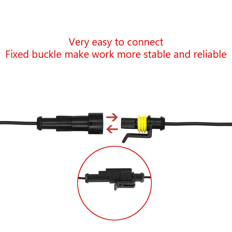 ESUPPORT 1 Pin Way Car Auto Waterproof Electrical Connector Plug Socket Kit with Wire AWG Gauge Marine Pack of 10