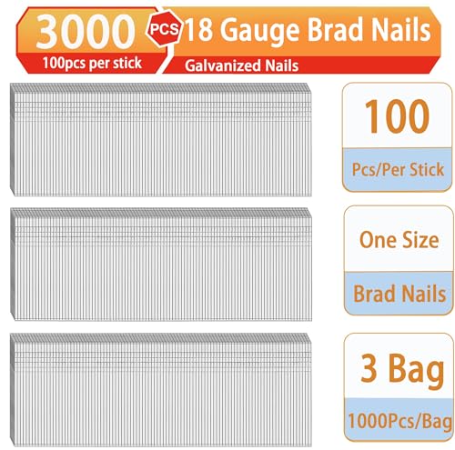 18 Gauge Brad Nails, Galvanized, 1-3/4", 3000PCS 1-3/4"---3000pcs
