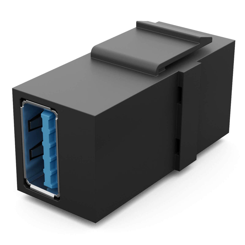 HB-DIGITAL Keystone Module with USB 3.0 Female | Multimedia Keystone for Patch Panel, Network Socket, Connector, Adapter, Coupling, Plug & Play, Black