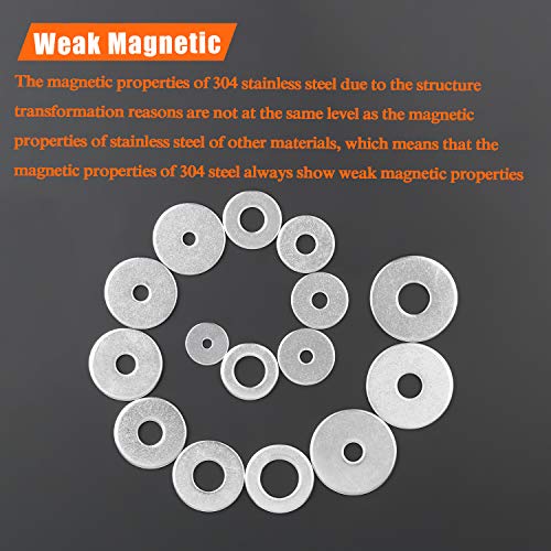 HELIFOUNER 240 Pieces 15 Sizes 304 Stainless Steel Large Fender Washer Assortment Kit (M3 M4 M5 M6 M8 M10 M12) M3-M12