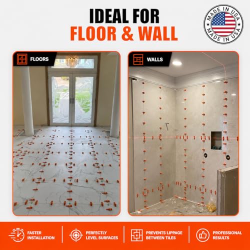 3/16" Tile Leveling System Clips – 500 PCS Tile Spacers for Floor & Wall Tile Installation – Professional Tile Leveling Clips for Ceramic & Porcelain Tile – Easy to Use – Clips Only