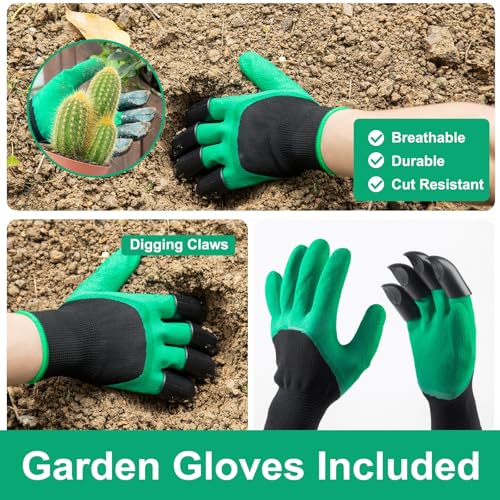 Gardening Tool Set Gifts for Women, Heavy Duty Garden Tools with Handbag Green
