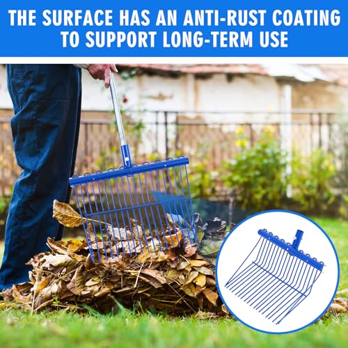 Tandefio 1 Pack Manure Fork Replacement Head Metal Pitchfork Horse Manure Rake Garden Pitch Fork Replacement Head with Angled Tines for Horse Stall Poop Picking up(Blue) Blue
