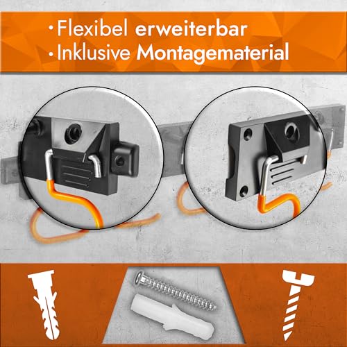 Garden Tool Holder [2 x 40 cm] Tool Organiser with Non-Slip Hooks - Tool Holder for Brooms, Hoes and Other Garden Tools (Broom Holder Wall) 2*40