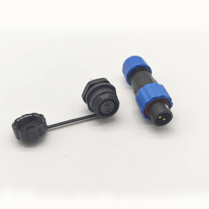 Connector Aviation Plug SP13 IP68 2 Pin, SP13 2 Pin Waterproof Male and Female Satellite Cable Connector Used for Outdoor Lamps
