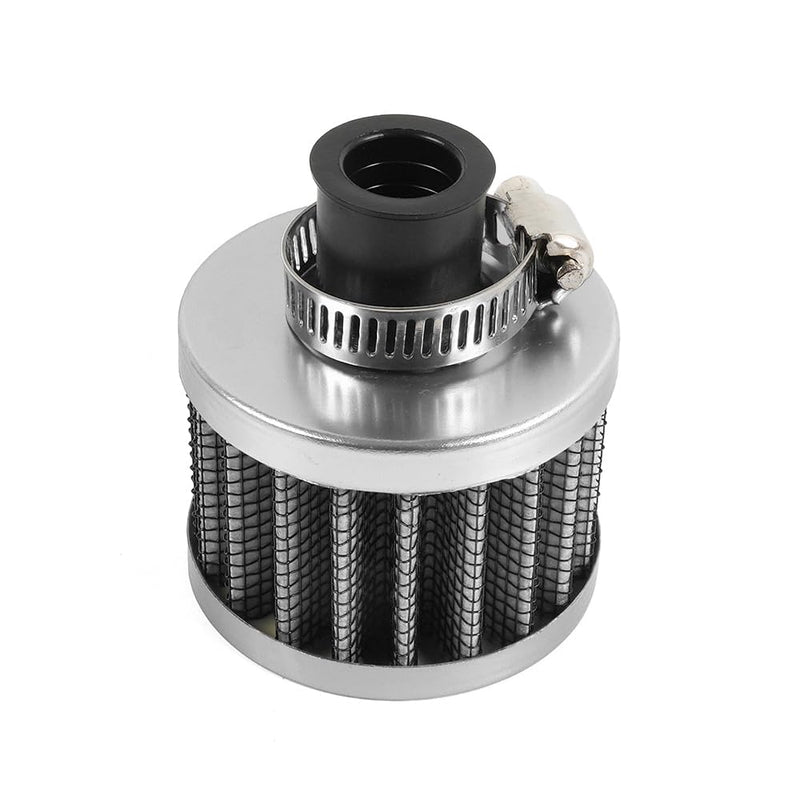 MUGE RACING 2Pcs Air Filter Cold Air Intake Filter Breather 12mm Valve Cover Breather Filter For Car and Motorcycle (Sliver) Sliver