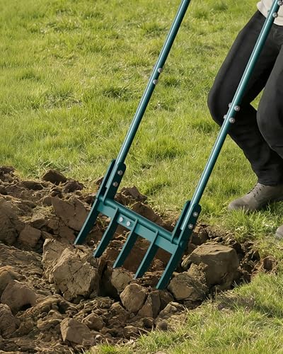 Broadfork Garden Tool, 5-Tine Manual Soil Tiller, Heavy Duty