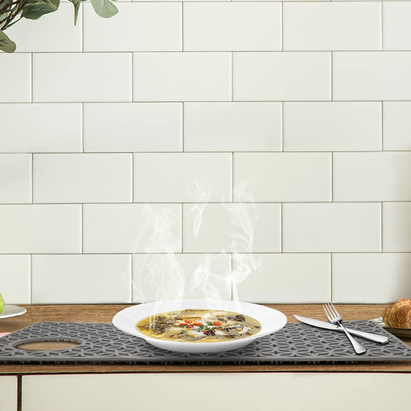 Sink Protectors for Kitchen Sink,28.2''x 14.2'' Sink Protectors for Kitchen,Sink Drainage Mat- Non-slip Sink Mat for Bottom of Kitchen Farmhouse Porcelain Sink Kitchen Sink Grid Accessory. Grey 28.2"x14.2" Upper Right Hole