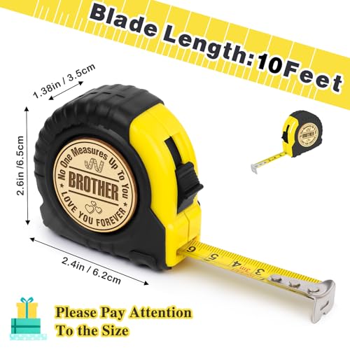 Brother Gifts from Sister, Gifts for Brother, Brother Birthday Gifts, Best Gifts for Adult Brother in Law Fathers Day, Funny Engraved 10 FT Tape Measure Useful Tools brother gift