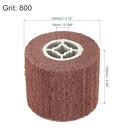 uxcell 120x100x19mm 800 Grit Non-Woven Polishing Burnishing Wheel Nylon Wire Drawing Abrasive Flap Wheel for Surface Treatment Stainless Steel Copper Aluminum Red