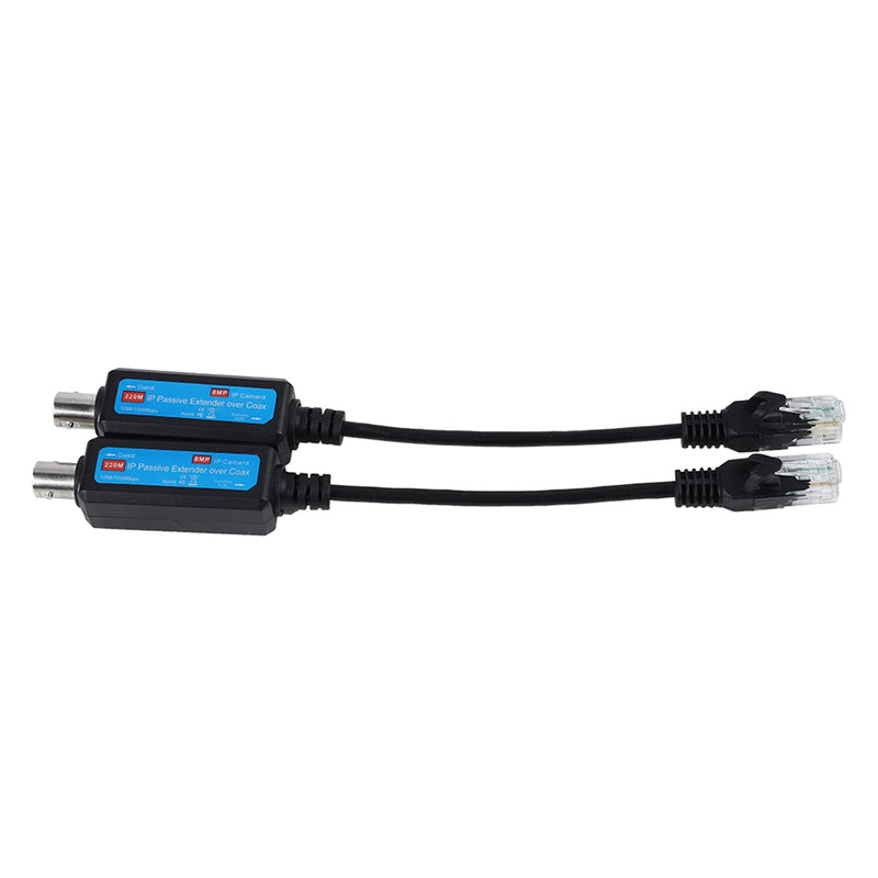 IP Passive Network Coaxial Transmitter, 1 Pair 10/100Mbps 1CH Passive IP Network Coaxial Transceiver Converter Extender for IP NVR Camera System