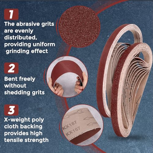 3 Pcs Sanding Belts 4 x 132 Inch 100 Grit Aluminum Oxide 4 x 132 Inch(100 Grits) 3