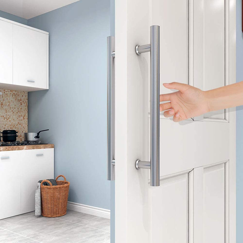 JUBEST 16" Push Pull Door Handle, Stainless Steel Double Sided H Shape Sliding Doors Handle, Heavy Duty Swing Door Handles, Silver 15-3/4''