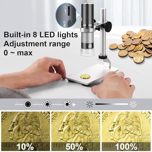 4K WiFi Microscope with Professional Stand for iPhone Android PC, 50-1000X Digital USB Microscope Wireless HD Camera for All Mobile Phones iPad Android Tablet Windows Mac Chrome Linux | Endoscope HD camera for all phones, iPhone, iPad, Android tablet, ...