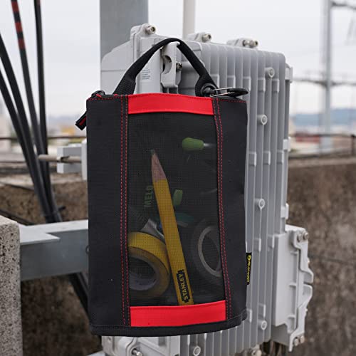 MELOTOUGH Canvas Zipper Tool Pouch Zipper Small Tool Bag -Fastener Bag with Mesh Window and Hanging Grommets (Small Zippered Mesh Window Tool Pouch with 4 Color)
