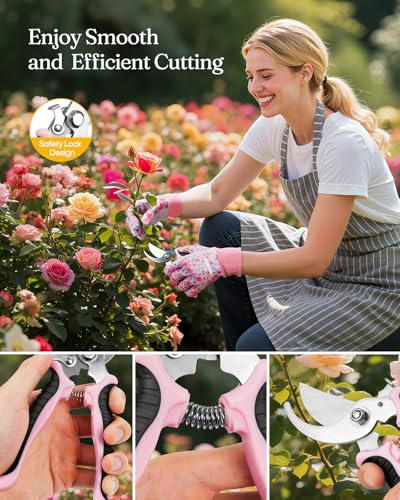 Grenebo 12-Piece Womens Gardening Tools Gift Set and Weed Barrier Fabric 4 ft x 100 ft