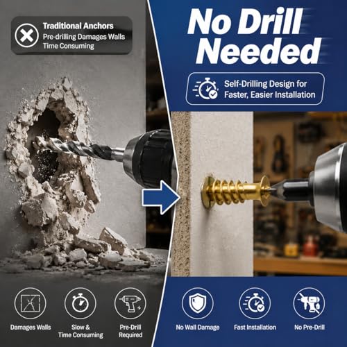 400PCS Self-Drilling Drywall Anchors with Screws, Metal Wall Anchors 400