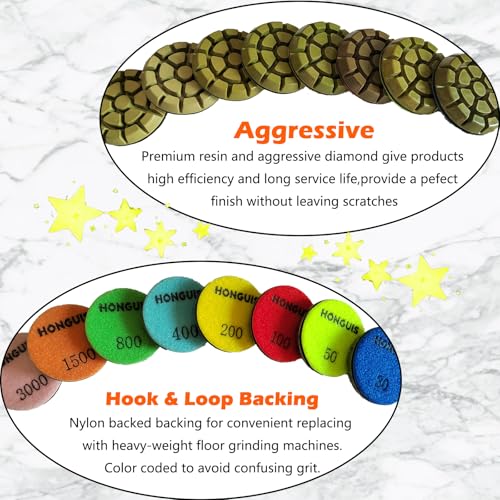 3" x 10mm Concrete Polishing Pads Resin Bond, 100 Grit, 3-Pack