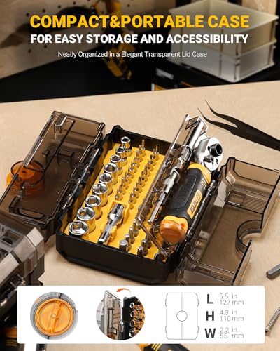 TGFTGF 78 PCS Precision Screwdriver Set, Socket Set SAE 5/32”-1/2”, Multi Bit Tool Kit & Ratcheting Wrench With Premium Case for Household Repair, DIY, Electronics, Eyeglasses, Bicycle, Car, Garage
