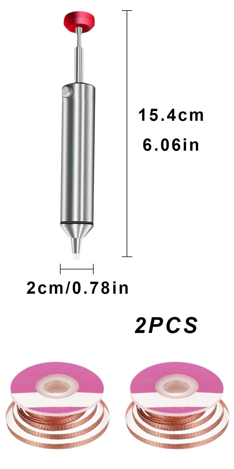 Desoldering Tool, Soldering Sucker, Desoldering Pump Vacuum, Soldering Suction Pump, Soldering Pump Soldering Remover Tool, Soldering Vacuum Soldering Pump, with 1 Silicone Nozzles Desoldering Suction Pump and 2 Soldering Wires (150 mm)