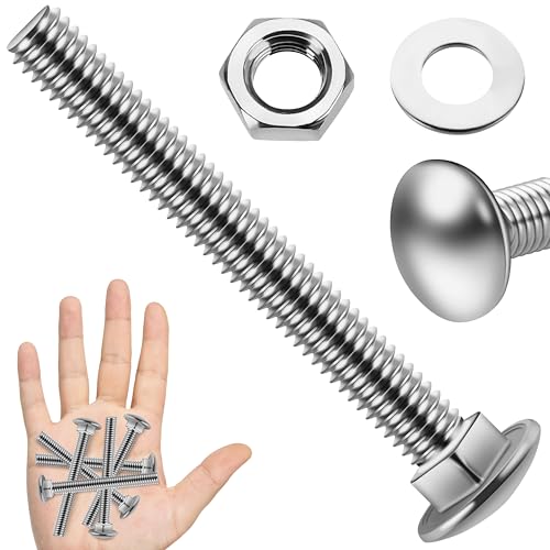 (16 Sets) 1/4-20 x 2-1/2 Carriage Bolts with Nuts and Washers & 50-Pack Heavy Duty Self Drilling Structural Screw, #14 x 3 Wood Screws, Lag Screws 3 Inch, 1/4 Carriage Bolts Screws