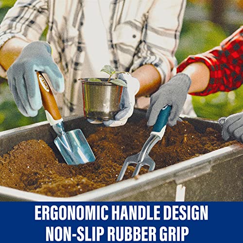 Aimerla Gardening Tools Set of 9 Heavy Duty Garden Tools with Non-Slip Rubber Grip with Large Garden Bag, Durable for Garden, Weeding, Gifts for Women,Men Blue