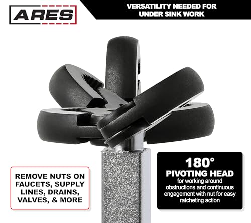 ARES 33001 11-16-In Telescopic Basin Wrench - Adjustable 1-3/8-In Jaw