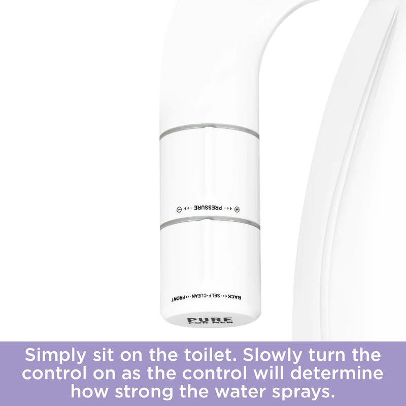 Pure for Men Bidet Toilet Seat Attachment for Home | Dual Self-Cleaning Nozzle (Frontal & Rear Back), Non-Electric Sprayer, Adjustable Water Pressure & Easy to Use | Sleek & Minimalist Design (White)