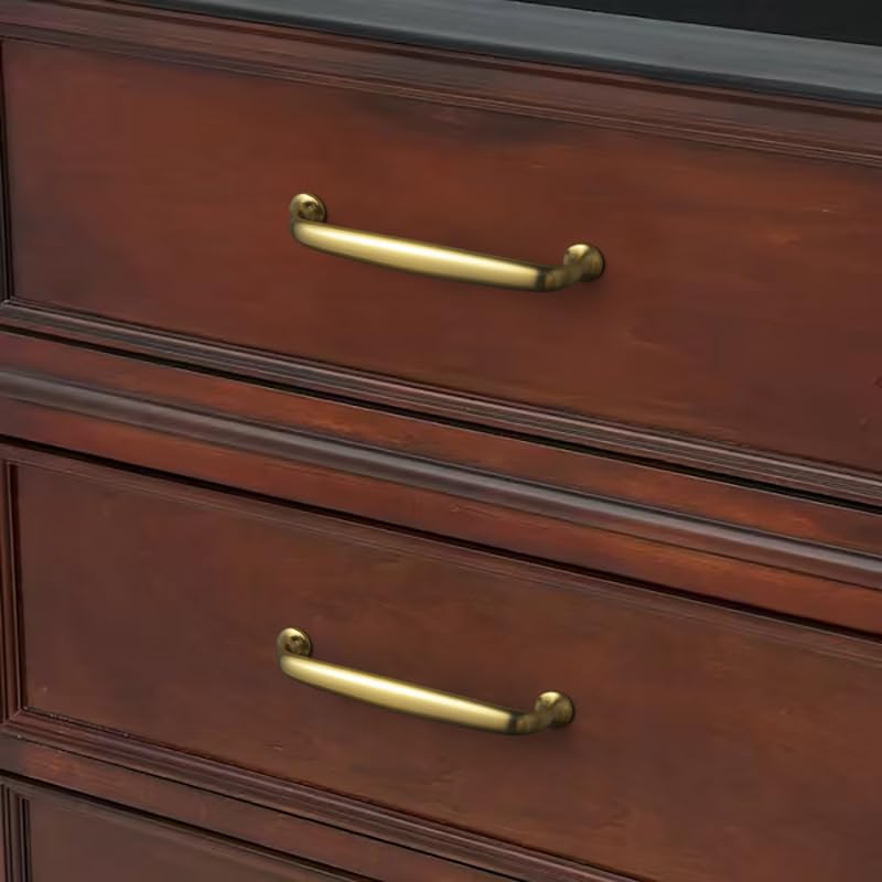 Goo-Ki 6 Pack Brushed Gold Cabinet Handles Kitchen Drawer Pulls, 5.04"(128mm) c-c Modern Bar Cabinet Pulls Solid Zinc Alloy Hardware for Furniture 5.04" Hole Center