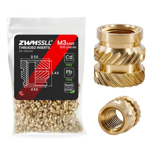 Bundle -Threaded Inserts M3+M2+M2.5+M4+M5+M6 Assortment Box(425Pcs) + Heat-Set Threaded Inserts M3x4x5mm(500pcs)- Inserts in Plastic Parts and 3D Printer Parts