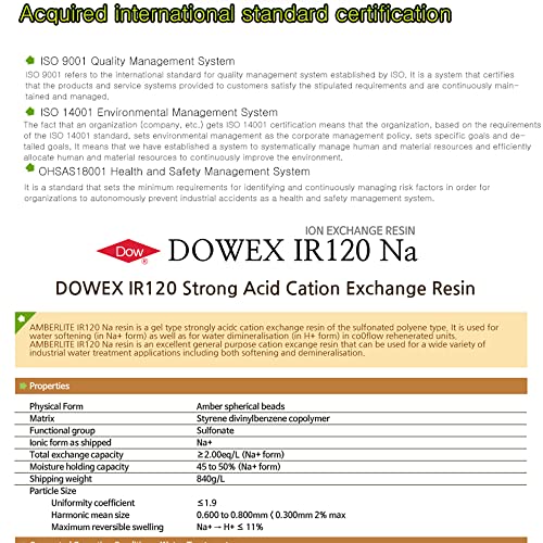 FilterTech DOW Water Softener Resin Replacement 100percent Ion IR120 2L Industrial White SC0074000004 0