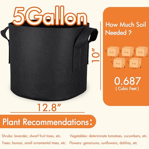 Gardzen Pruning Shear and Grow Bags Bundle: 8" SK5 Steel Bypass Pruner with Lock & 10-Pack 5 Gallon 300G Thickened Fabric Pots with Handles for Plants, Gardening and Aeration Planting